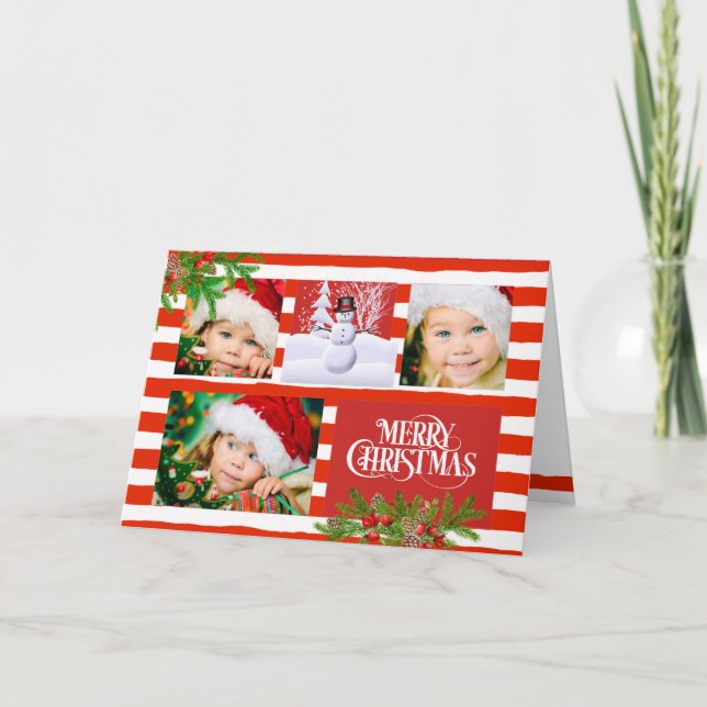 Candy Cane Stripe Photo Christmas Card (Front)