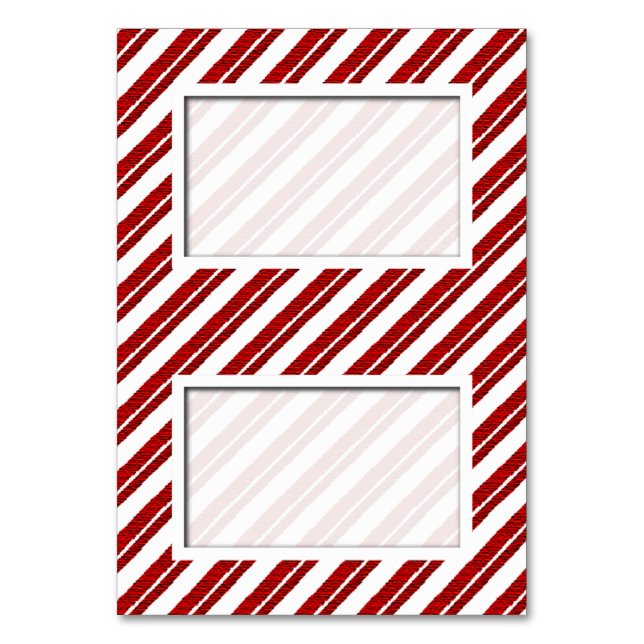 Candy Cane Stripe Tented Holiday Name Place Cards (Front)