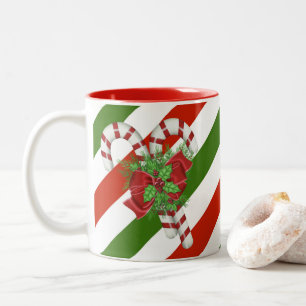 Candy Cane striped Christmas Two-Tone Coffee Mug