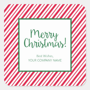 Candy Cane Striped Corporate Square Sticker