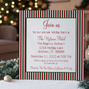 Candy Cane Striped Holiday Party Invitation