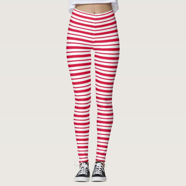 Candy Cane Striped Leggings (Front)