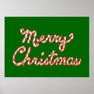 Candy Cane Striped Merry Christmas Poster