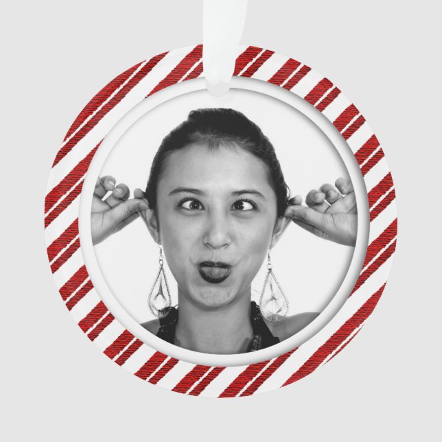 Candy Cane Striped Photo Frame Ornament (Front)