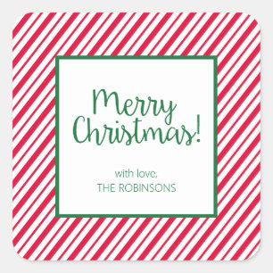 Candy Cane Striped  Square Sticker