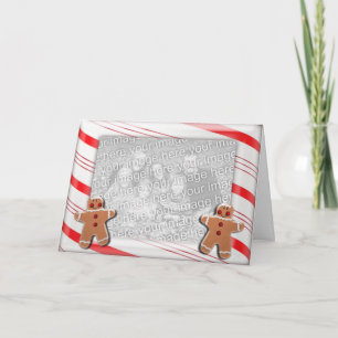 Candy Cane Stripes and Gingerbread Cookies Holiday Card