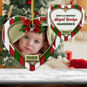 Candy Cane Stripes Baby's 1st Christmas Ceramic Tree Decoration