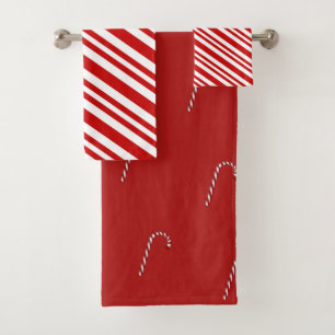 Candy Cane Stripes Bathroom Towel Set
