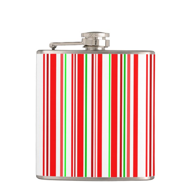 Candy Cane Stripes Christmas Cheer Holiday Hip Flask (Front)