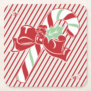 Candy Cane Stripes Christmas Coaster