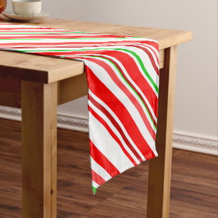 Candy Cane Stripes Christmas Red White Green Medium Table Runner