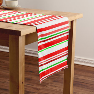 Candy Cane Stripes Christmas Red White Green Medium Table Runner