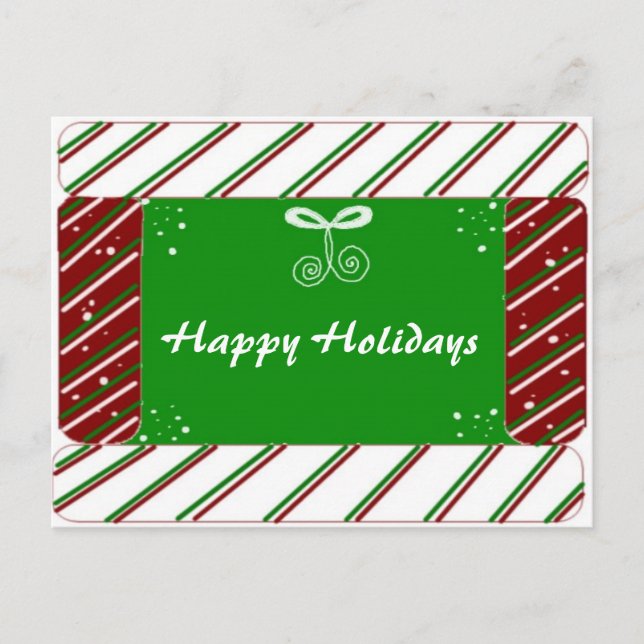Candy Cane Stripes Holiday Greetings Postcard (Front)