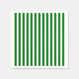Candy Cane Stripes in Christmas Green & Snow White Napkin