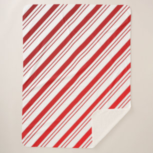 Candy Cane Stripes Large Sherpa Blanket
