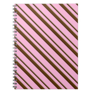 Candy Cane Stripes, Peppermint Pink and Chocolate Notebook