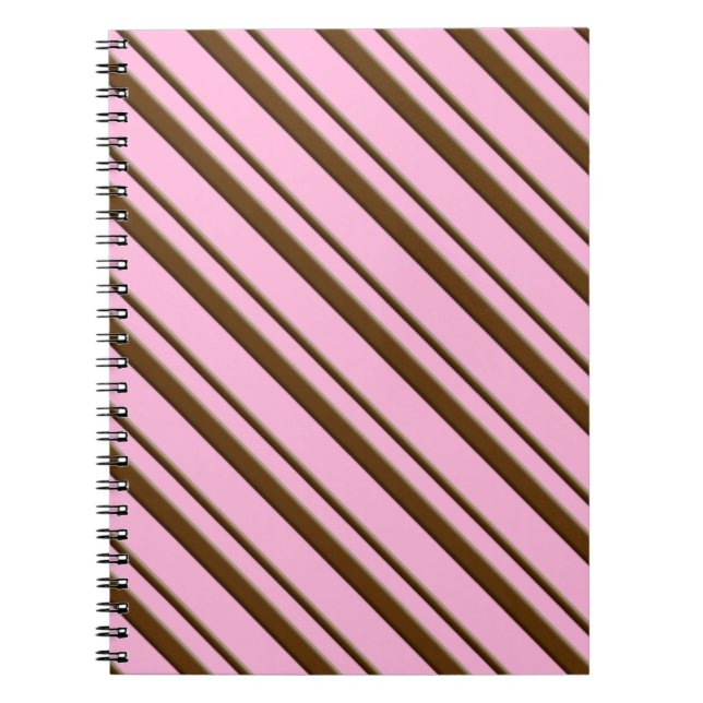 Candy Cane Stripes, Peppermint Pink and Chocolate Notebook (Front)