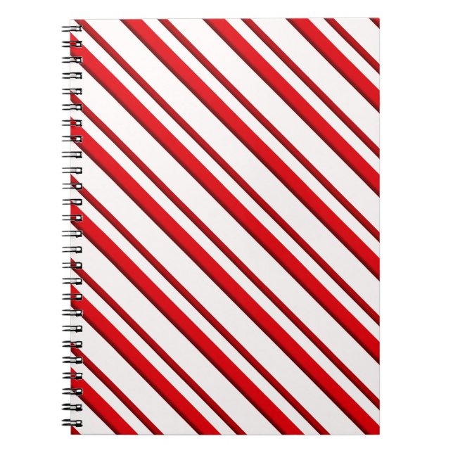 Candy Cane Stripes, Peppermint Red and White Notebook (Front)