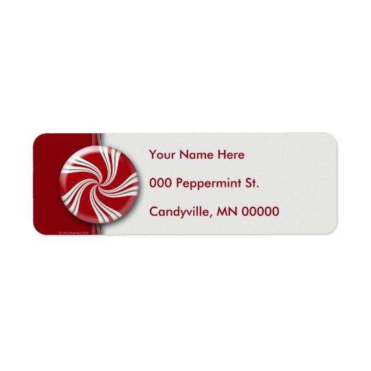Candy Cane Stripes Peppermint Round Return Address Label