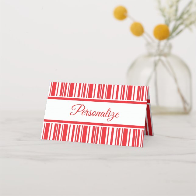 Candy Cane Stripes Place Card (Front)