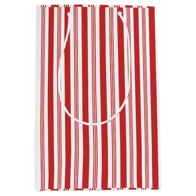 Candy Cane Stripes Red and White Medium Gift Bag (Front)
