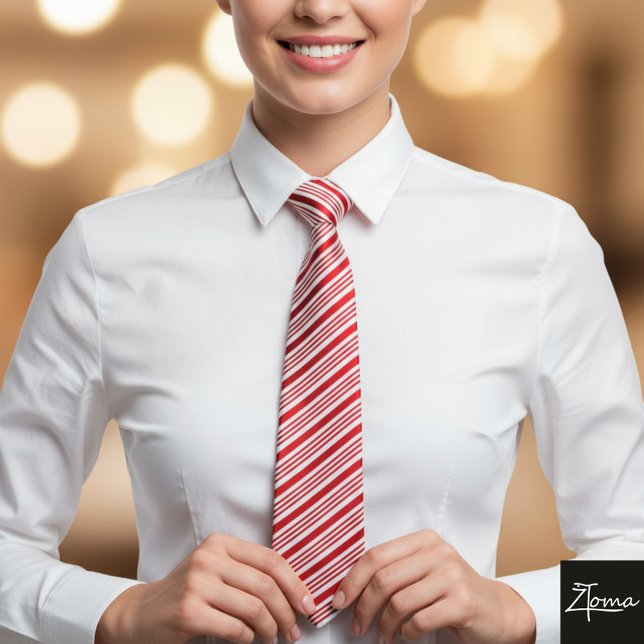 Candy Cane Stripes Red Bow Festive Christmas  Tie (Creator Uploaded)