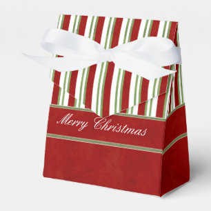 Candy Cane Stripes Rich Red and Bow Favour Box