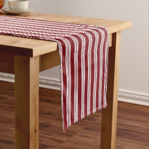 Candy Cane Stripes White Red Short Table Runner