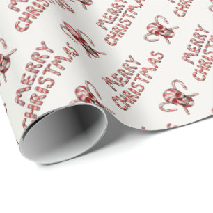 Candy Cane Sugar Skull  Wrapping Paper