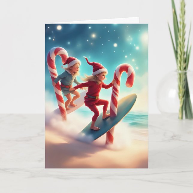 Candy Cane Surfers – Tropical Christmas Adventure  Card (Front)