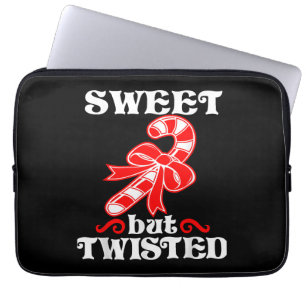 Candy Cane Sweet But Twisted Funny Christmas Laptop Sleeve