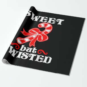 Candy Cane Sweet But Twisted Funny Christmas Wrapping Paper