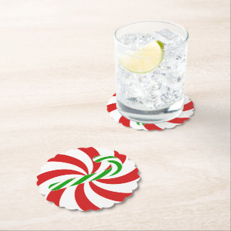 Candy cane swirl paper coaster