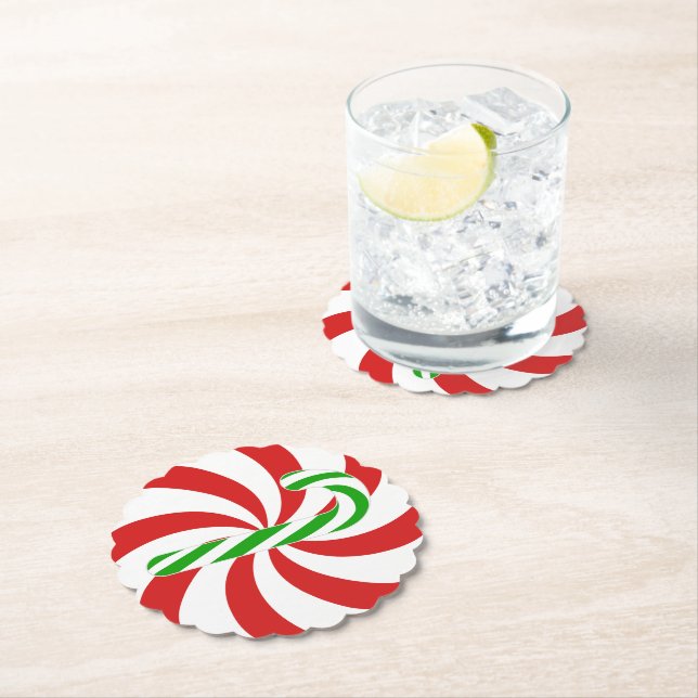 Candy cane swirl paper coaster (Insitu)