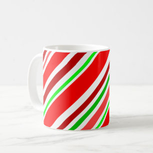 Candy Cane Swirl Red Green White Stripes Festive Coffee Mug
