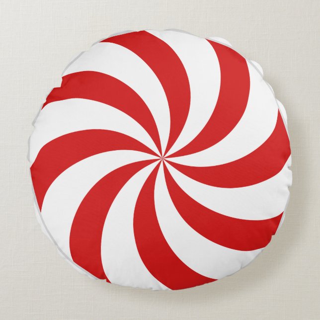 Candy cane swirl round cushion (Front)