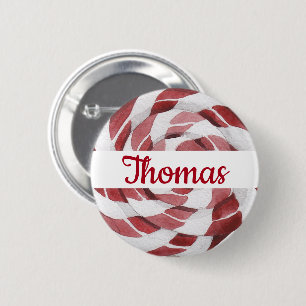 Candy Cane Swirl with Name  6 Cm Round Badge