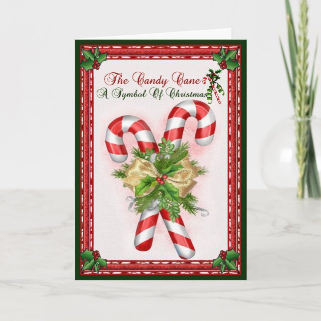 Candy Cane Symbol Of Christmas Greeting Holiday Card (Front)