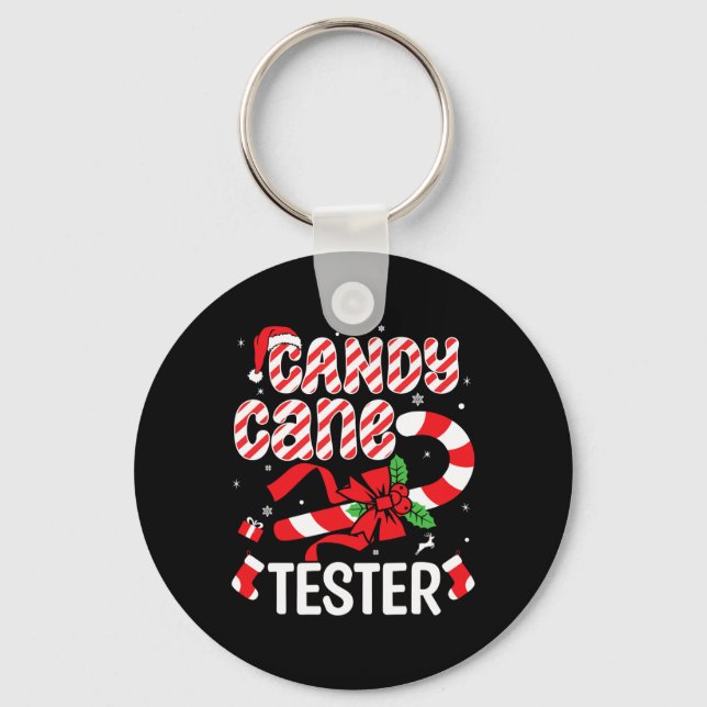 Candy Cane Tester Crew - Funny Christmas Holiday M Key Ring (Front)