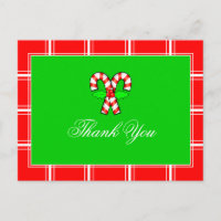 Candy Cane Thank You Green & Red Christmas