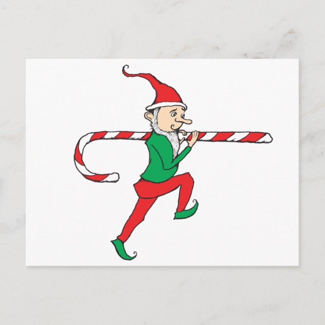 Candy Cane Thief Gnome Postcard (Front)