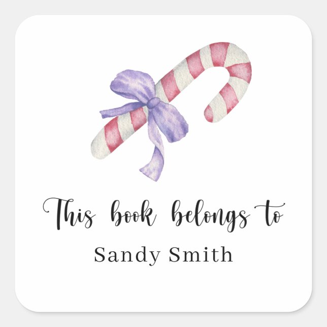 Candy cane - This book belongs to Square Sticker (Front)