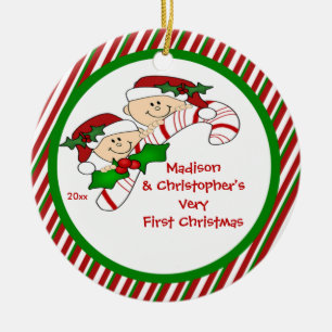 Candy Cane Twin's First Christmas Ornament