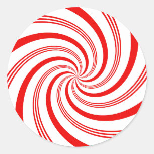 Candy Cane Twirl Classic Round Sticker