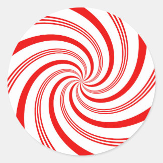 Candy Cane Twirl Classic Round Sticker