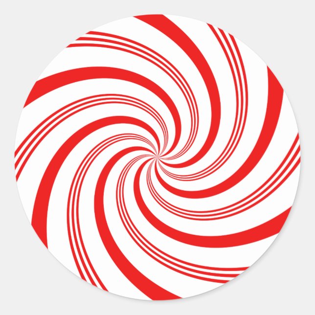 Candy Cane Twirl Classic Round Sticker (Front)