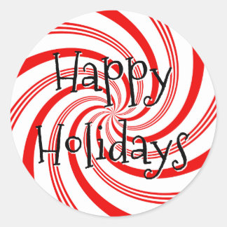 Candy Cane Twirl Classic Round Sticker