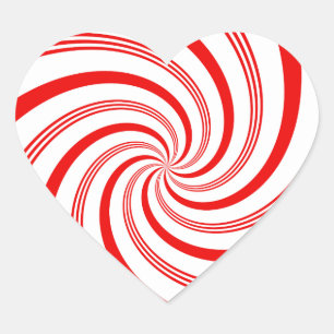 Candy Cane Twirl Heart Sticker