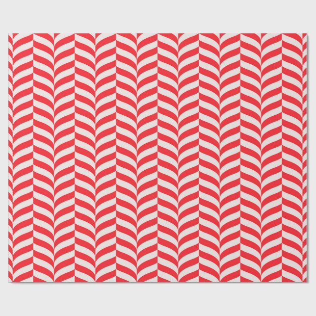 Candy Cane Twist Geometric Retro Chevron Pattern Wrapping Paper (Flat)