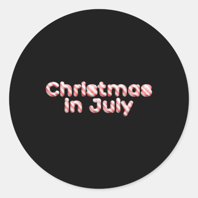 Candy Cane Tygraphy Christmas In July T Shirt  Classic Round Sticker (Front)